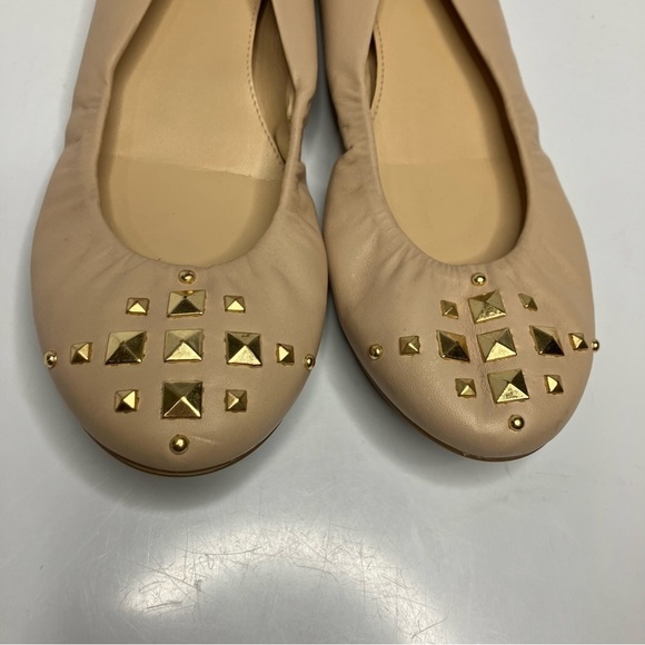 J. Crew cream leather ballet flats made in Italy gold studded size 8.5 - Picture 3 of 9
